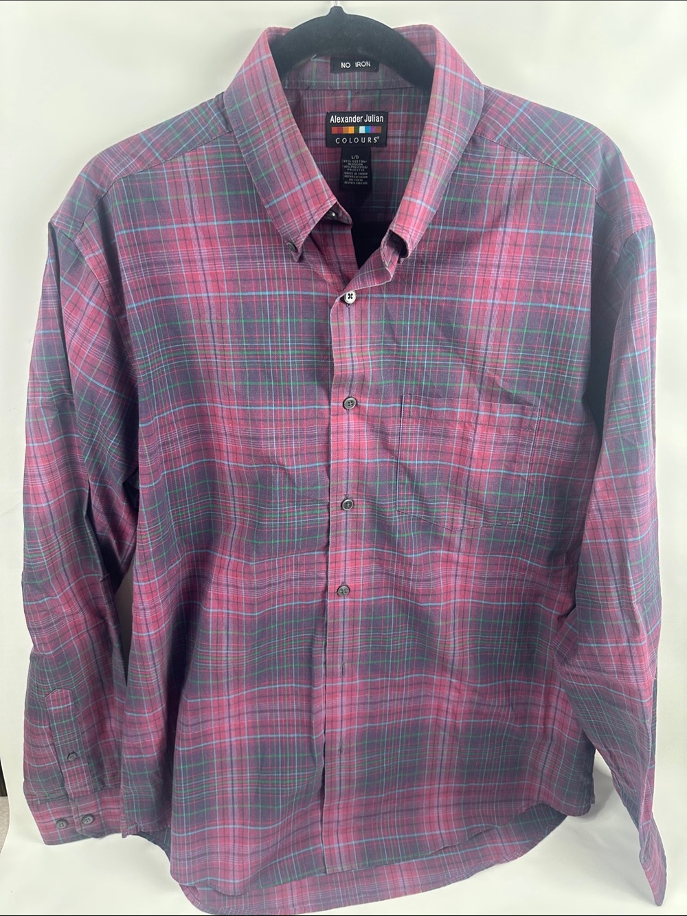 Alexander Julian Pink and Green Plaid Long-Sleeve Button-Down Shirt